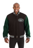 New York Jets JH Design Wool Handmade Full-Snap Jacket-Black/Green