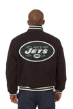 New York Jets JH Design Wool Handmade Full-Snap Jacket-Black