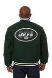 New York Jets JH Design Wool Handmade Full-Snap Jacket-Green