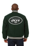 New York Jets JH Design Wool Handmade Full-Snap Jacket-Green - J.H. Sports Jackets