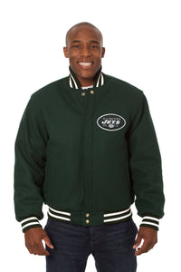 New York Jets JH Design Wool Handmade Full-Snap Jacket-Green