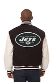 New York Jets Two-Tone Wool and Leather Jacket - Black/White