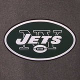 New York Jets Wool & Leather Reversible Jacket w/ Embroidered Logos - Charcoal/Green