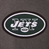 New York Jets Wool & Leather Reversible Jacket w/ Embroidered Logos - Charcoal/Green