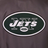 NFL JH Design New York Jets Poly Twill Varsity Jacket - Black