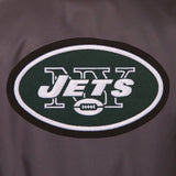 NFL JH Design New York Jets Poly Twill Varsity Jacket - Black