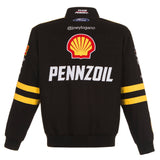 Authentic  Joey Logano Shell/Pennzoil Full-Snap Twill Uniform Jacket - Black/Yellow JH Design