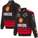 Nascar Joey Logano JH Design Black/Yellow Shell Pennzoil Twill Uniform Full-Snap Jacket