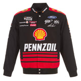 Nascar Joey Logano JH Design Black/Yellow Shell Pennzoil Twill Uniform Full-Snap Jacket