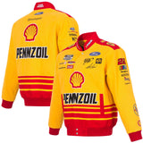 Nascar Joey Logano JH Design Yellow Shell Pennzoil Twill Uniform Full-Snap Jacket