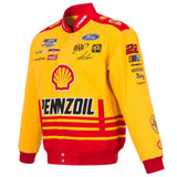 Nascar Joey Logano JH Design Yellow Shell Pennzoil Twill Uniform Full-Snap Jacket