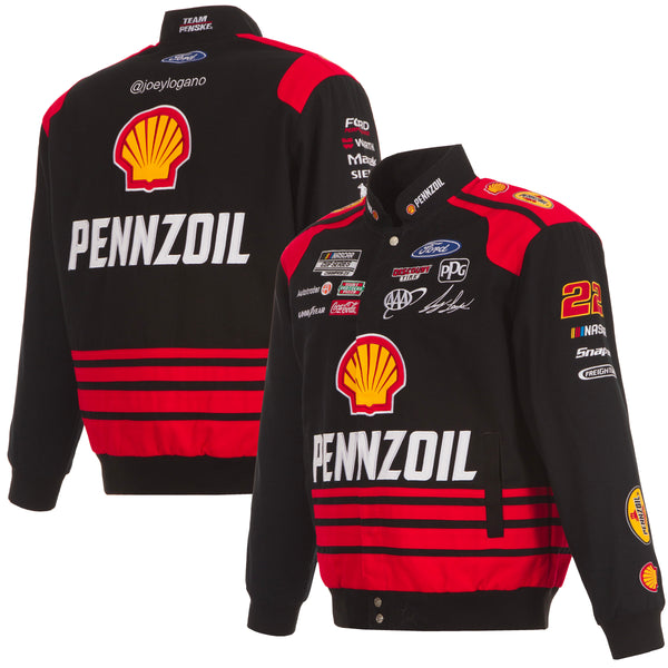 Joey Logano JH Design NASCAR Pennzoil Black Full-Snap Jacket