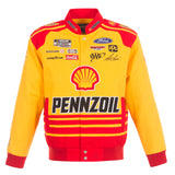 2024 Joey Logano JH Design NASCAR Pennzoil Yellow Full-Snap Jacket - J.H. Sports Jackets