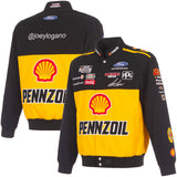 Joey Logano JH Design 2026 Pennzoil Full-Snap Twill Racing Jacket – Black - J.H. Sports Jackets