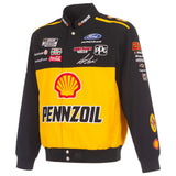 Joey Logano JH Design 2026 Pennzoil Full-Snap Twill Racing Jacket – Black - J.H. Sports Jackets