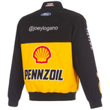Joey Logano JH Design 2026 Pennzoil Full-Snap Twill Racing Jacket – Black - J.H. Sports Jackets