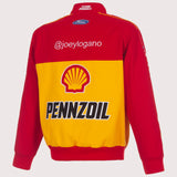Joey Logano JH Design 2026 Pennzoil Full-Snap Twill Racing Jacket – Red/Yellow - J.H. Sports Jackets