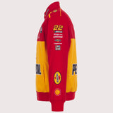 Joey Logano JH Design 2026 Pennzoil Full-Snap Twill Racing Jacket – Red/Yellow - J.H. Sports Jackets
