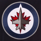 Winnipeg Jets Reversible Wool Jacket -Embroidered Logos - JH Design  Navy