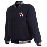 Winnipeg Jets Reversible Wool Jacket -Embroidered Logos - JH Design  Navy