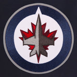 Winnipeg Jets Reversible Wool Jacket -Embroidered Logos - JH Design  Navy