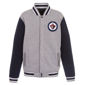 NHL Winnipeg Jets  JH Design Two-Tone Reversible Fleece Jacket - Gray/Navy