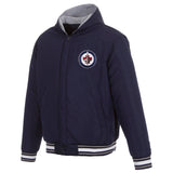 Winnipeg Jets Two-Tone Reversible Fleece Hooded Jacket - Navy/Grey