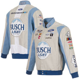 Nascar Kevin Harvick JH Design Gray/Light Blue Busch Light Twill Uniform Full-Snap Jacket