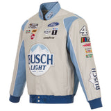 Nascar Kevin Harvick JH Design Gray/Light Blue Busch Light Twill Uniform Full-Snap Jacket