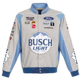 Nascar Kevin Harvick JH Design Gray/Light Blue Busch Light Twill Uniform Full-Snap Jacket