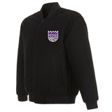 Sacramento Kings Reversible Wool Jacket - Embroidered Logos JH Design Black