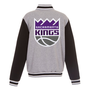 Sacramento Kings JH Design - Two-Tone Reversible Fleece Jacket - Gray/Black