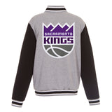 Sacramento Kings JH Design - Two-Tone Reversible Fleece Jacket - Gray/Black