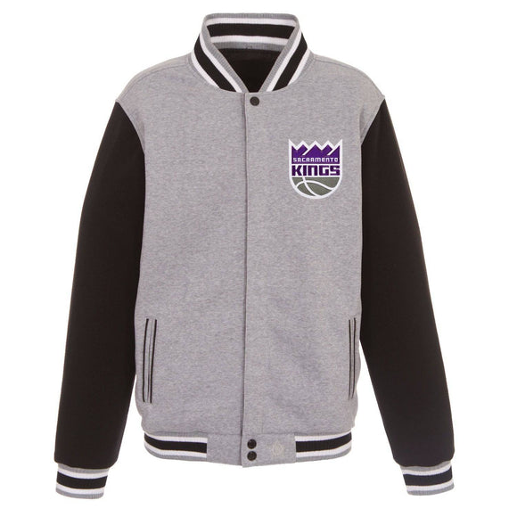 Sacramento Kings JH Design - Two-Tone Reversible Fleece Jacket - Gray/Black