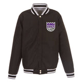 Sacramento Kings JH Design - Two-Tone Reversible Fleece Jacket - Gray/Black