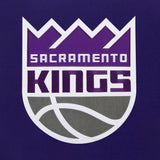 Sacramento Kings JH Design Reversible Fleece Jacket with Faux Leather Sleeves - Purple/White - J.H. Sports Jackets