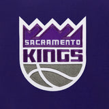 Sacramento Kings JH Design Reversible Fleece Jacket with Faux Leather Sleeves - Purple/White - J.H. Sports Jackets