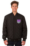 Sacramento Kings Wool & Leather Reversible Jacket w/ Embroidered Logos - Charcoal/Black