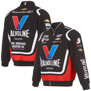 Nascar Kyle Larson JH Design Black/Red Valvoline Twill Uniform Full-Snap Jacket