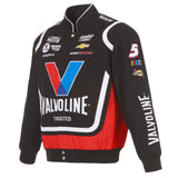 Nascar Kyle Larson JH Design Black/Red Valvoline Twill Uniform Full-Snap Jacket