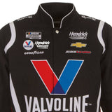 Nascar Kyle Larson JH Design Black/Red Valvoline Twill Uniform Full-Snap Jacket