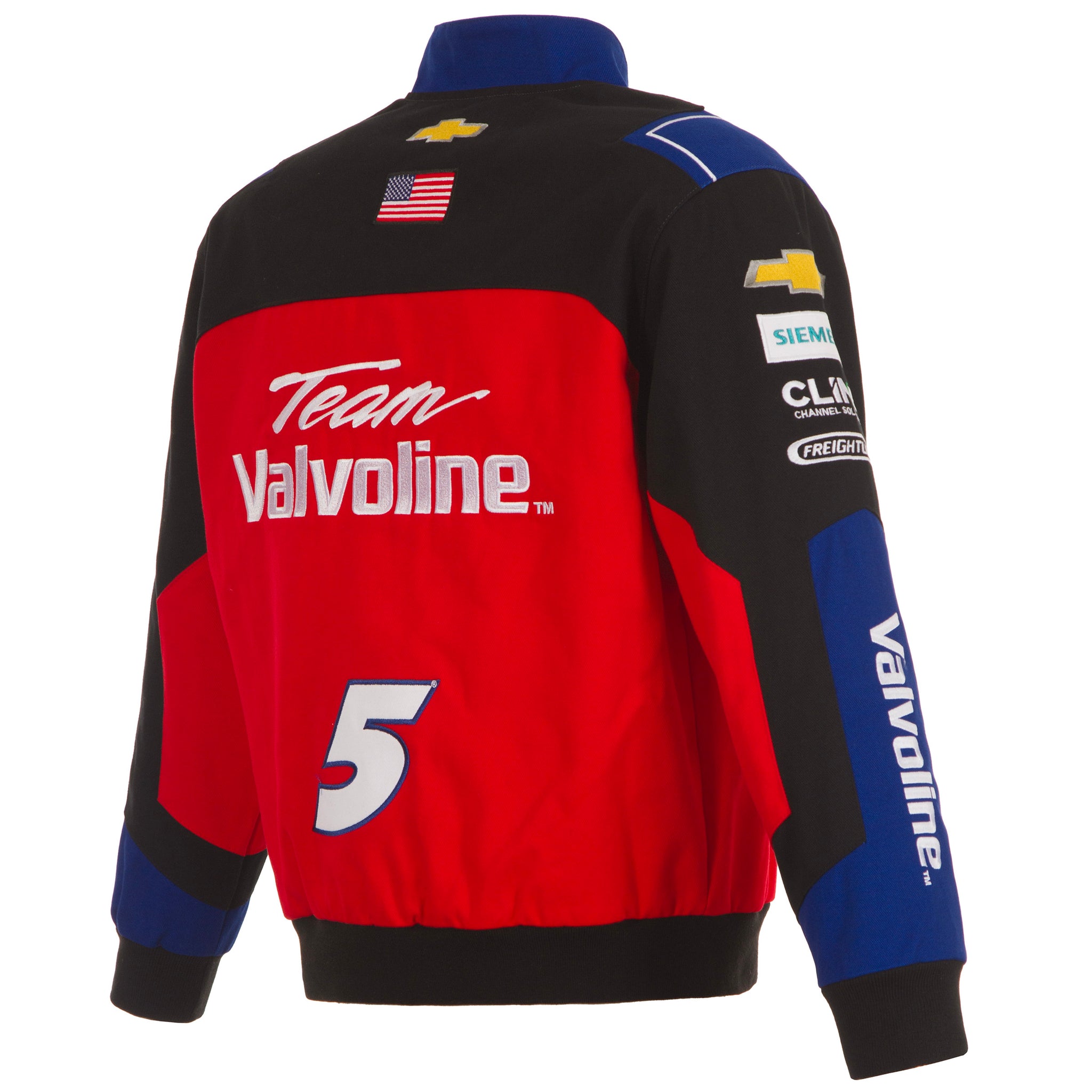 Snap Racing Jacket 2024 Kyle Larson JH Design NASCAR Valvoline Black-Red Uniform Full-Snap ...