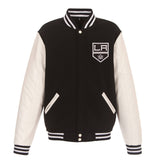 Los Angeles Kings - JH Design Reversible Fleece Jacket with Faux Leather Sleeves - Black/White