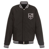 Los Angeles Kings - JH Design Reversible Fleece Jacket with Faux Leather Sleeves - Black/White