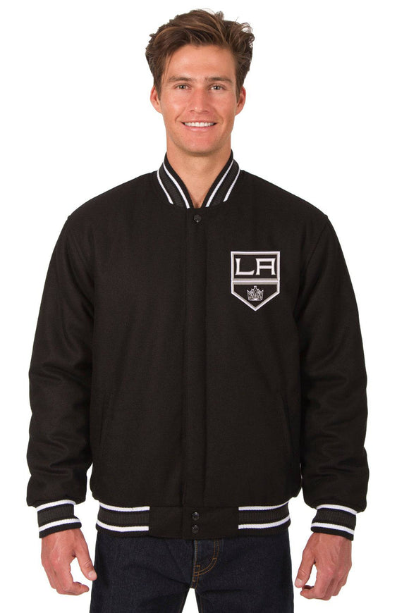 Los Angeles Kings Reversible Wool Jacket - Embroidered Logos- JH Design   Black