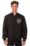 Los Angeles Kings Wool & Leather Reversible Jacket w/ Embroidered Logos - Charcoal/Black