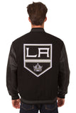 Los Angeles Kings Wool & Leather Reversible Jacket w/ Embroidered Logos - Black