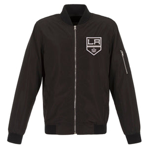 Los Angeles Kings JH Design Lightweight Nylon Bomber Jacket – Black