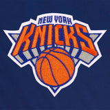 New York Knicks Reversible Wool Jacket - Embroidered Logos JH Design Royal Blue