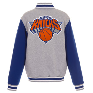 New York Knicks  JH Design Two-Tone Reversible Fleece Jacket - Gray/Royal